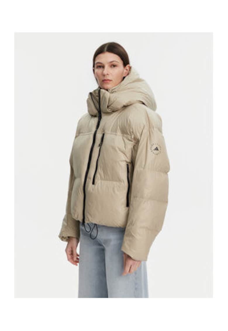 Зимно яке от найлон с яка и качулка adidas