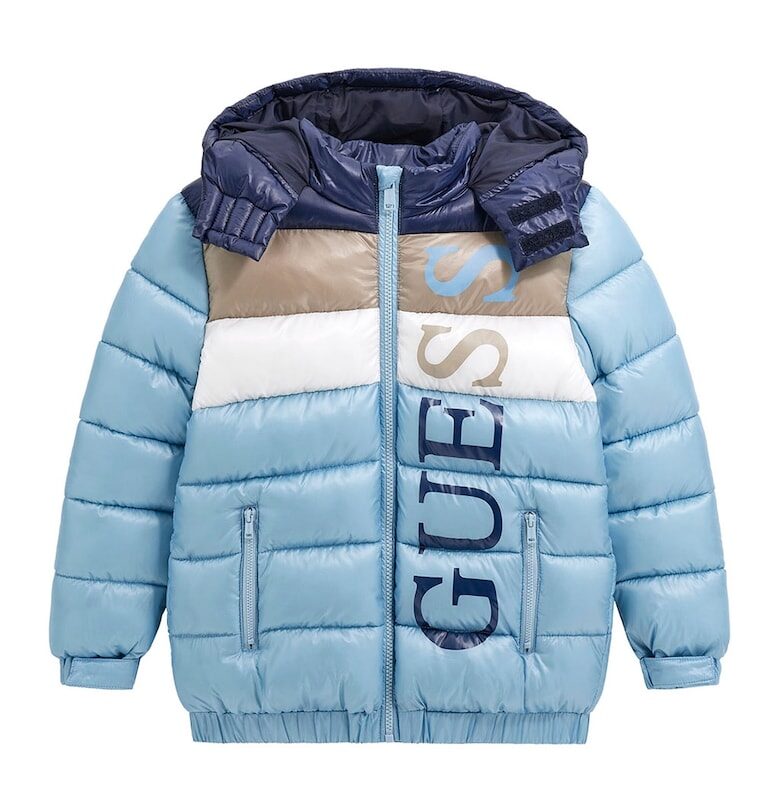 Зимно яке с вата - Ледено синьо/Мръснобял/Светло бежово GUESS KIDS