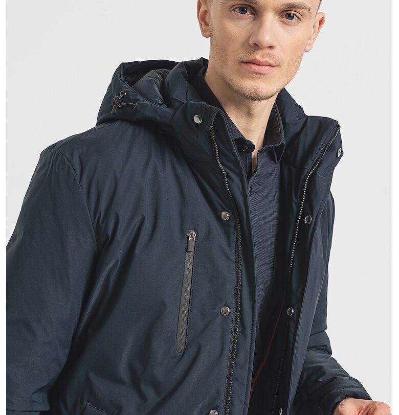 Зимно яке с вата - качулка и джобове - Тъмносин Pierre Cardin