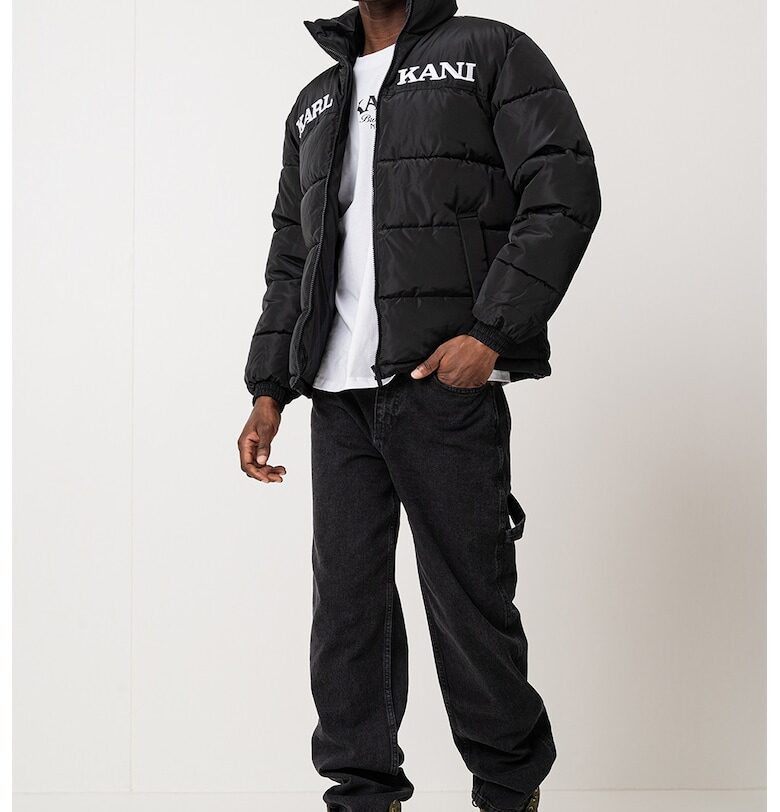 Зимно яке с висока яка - Бял/Черен Karl Kani