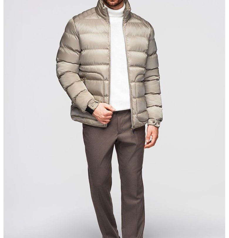 Зимно яке с висока яка - Пепеляво сиво OMBRE