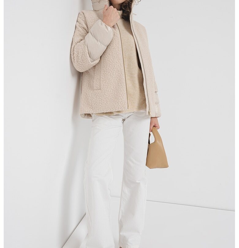 Зимно яке с висока яка - Светло бежово Geox