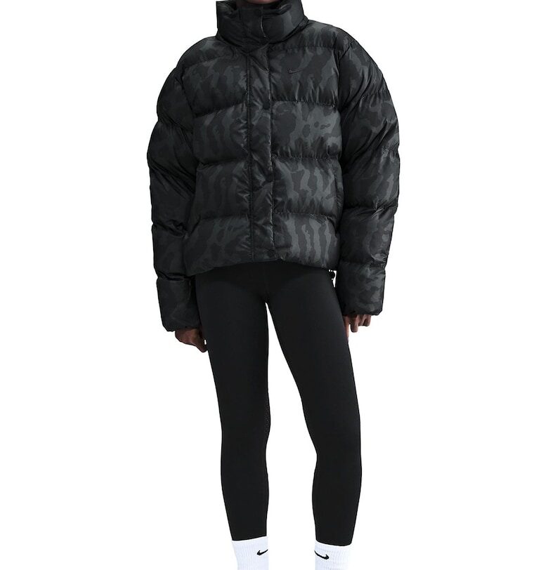 Зимно яке с десен - Черен/Бледозелен Nike