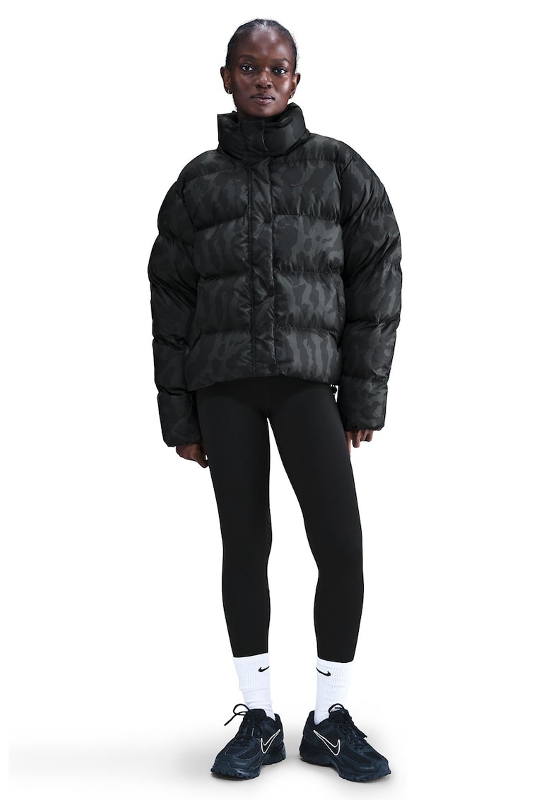 Зимно яке с десен - Черен/Бледозелен Nike