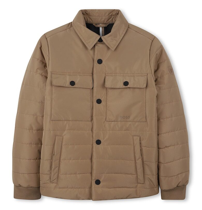 Зимно яке с джобове - Сиво-кафяв BOSS Kidswear
