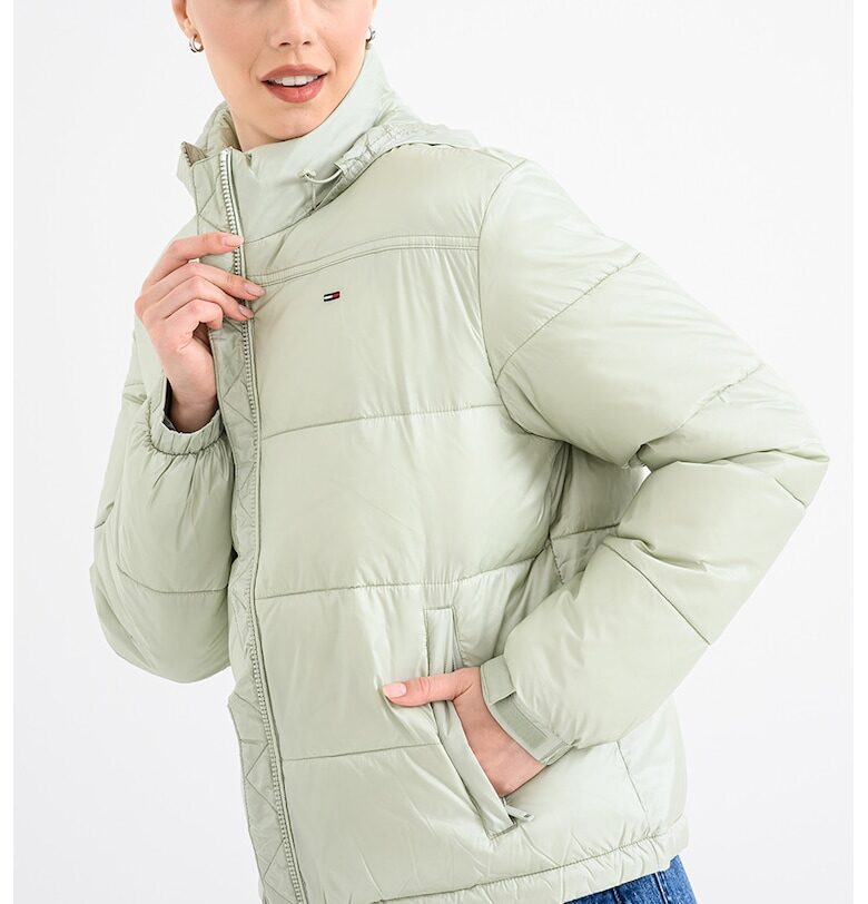 Зимно яке с джобове встрани и вата - Бледозелен Tommy Jeans