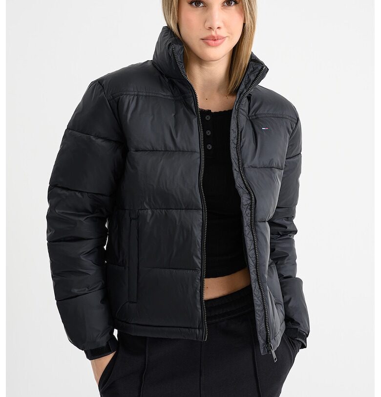 Зимно яке с джобове встрани и вата - Черен Tommy Jeans