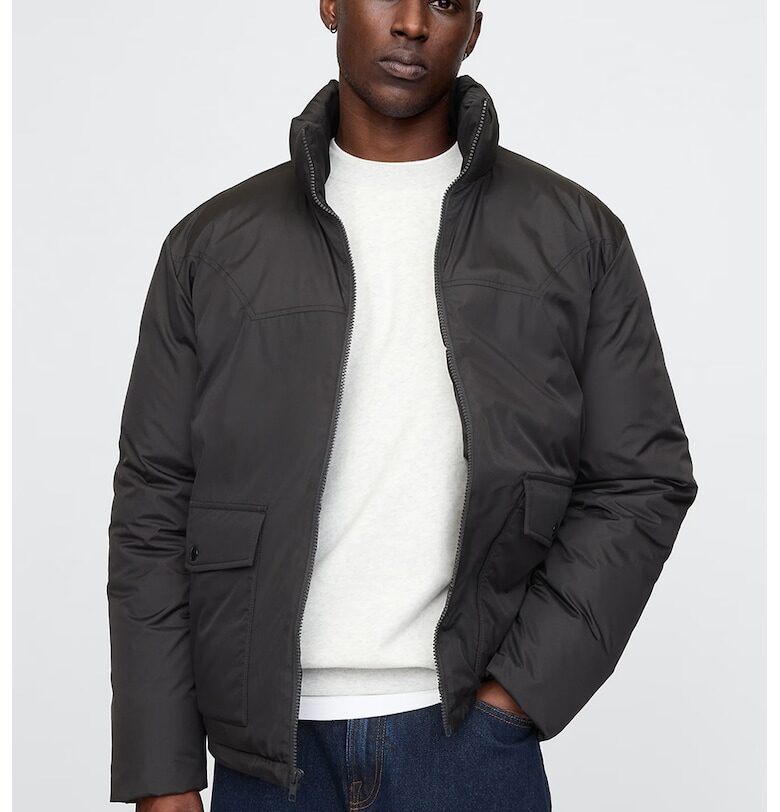 Зимно яке с джобове с капаче - Избеляло черно GAP