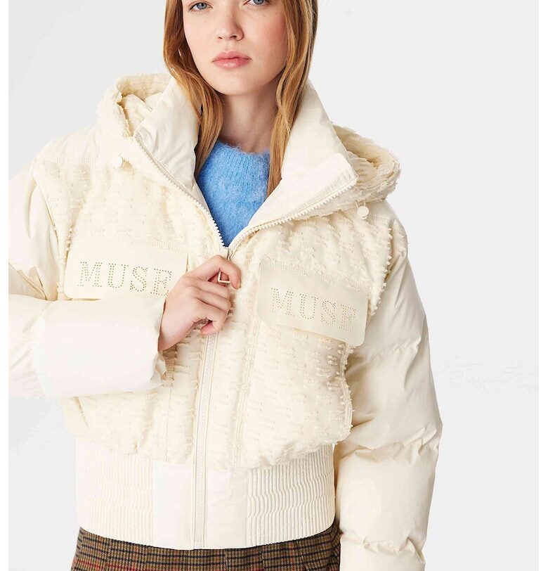 Зимно яке с джобове с капаче - Мръснобял TWIST