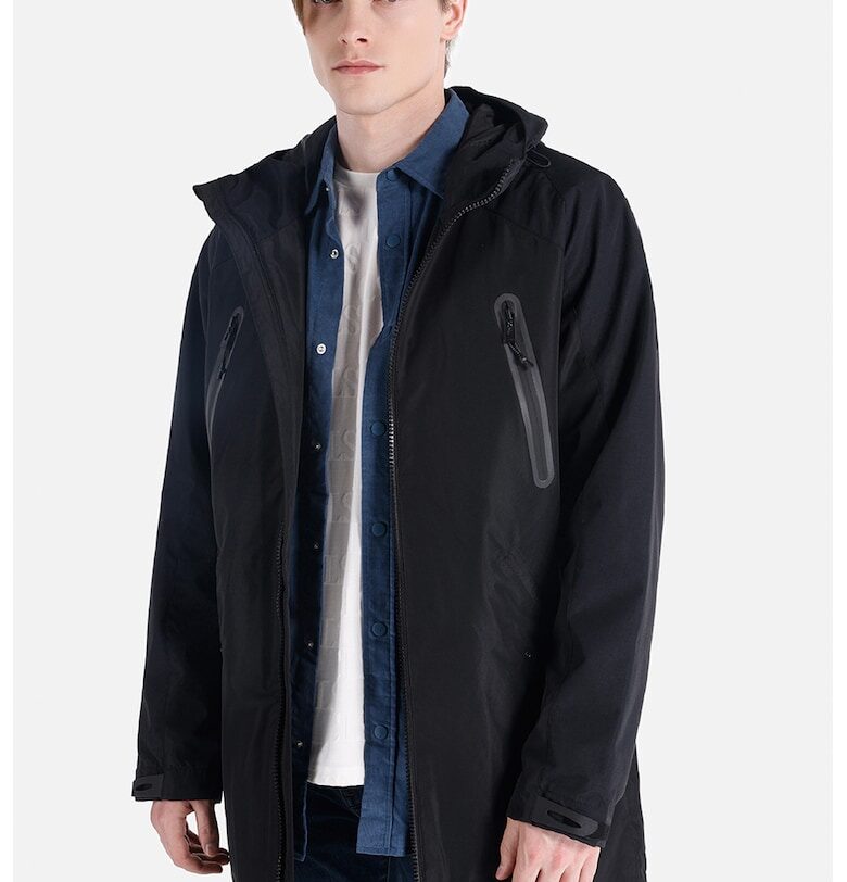 Зимно яке с джобове с цип и качулка - Черен COLINS