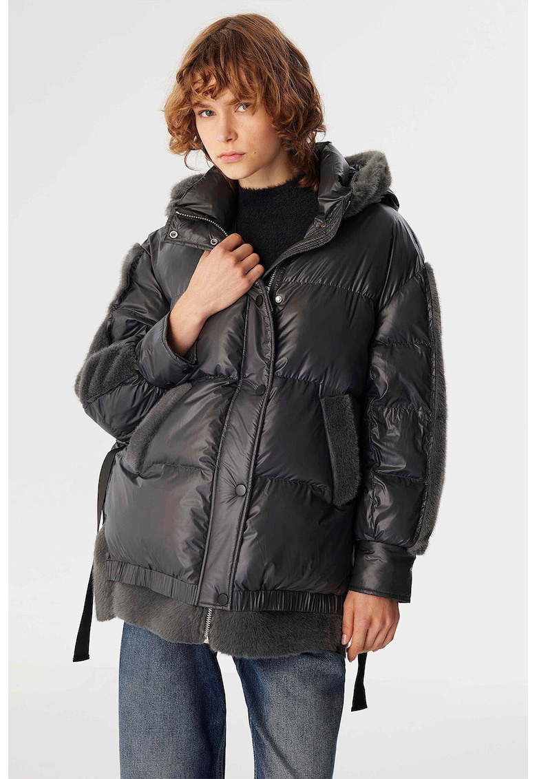 Зимно яке с дизайн 2 в 1 - Черен TWIST