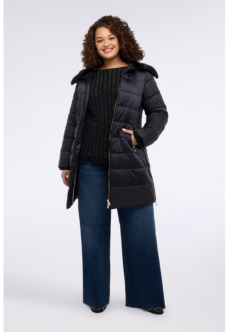 Зимно яке с еко пух на яката - Избеляло черно Fiorella Rubino