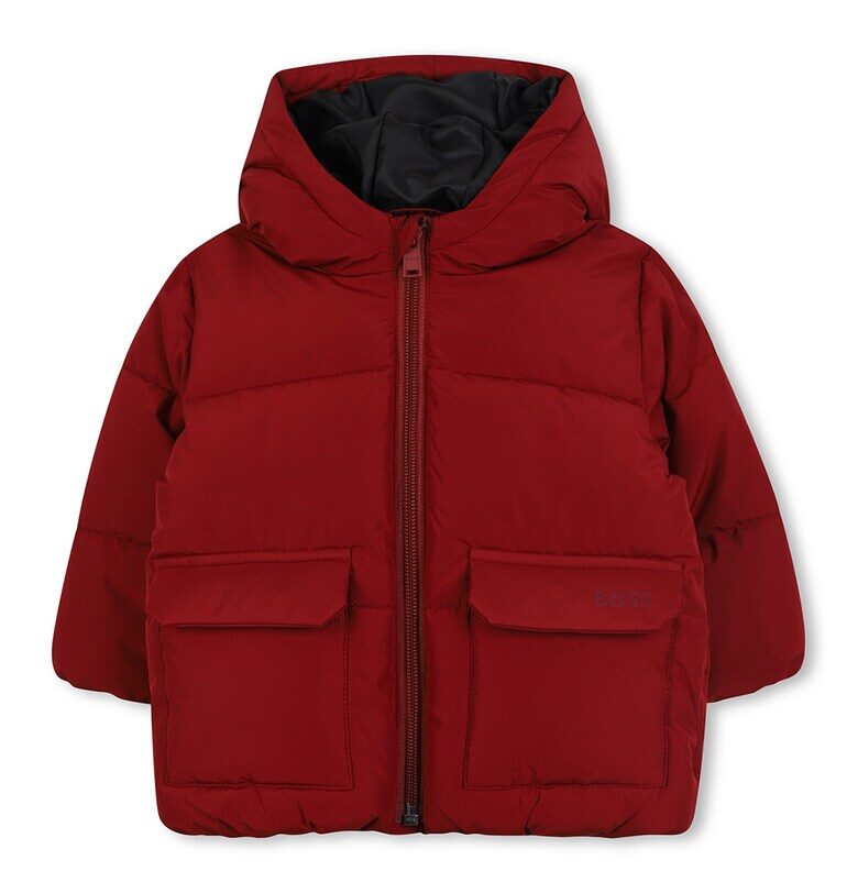 Зимно яке с качулка - Бордо BOSS Kidswear