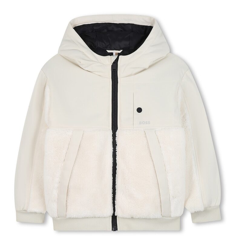 Зимно яке с качулка - Бял BOSS Kidswear