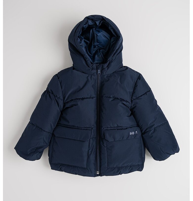 Зимно яке с качулка - Тъмносин BOSS Kidswear
