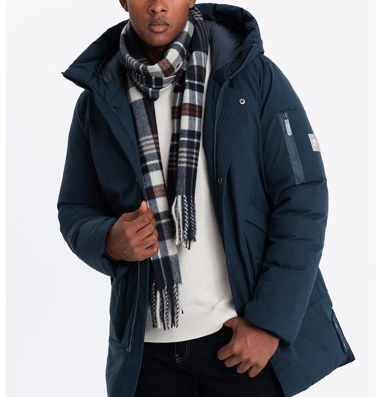 Зимно яке с качулка - Тъмносин OMBRE