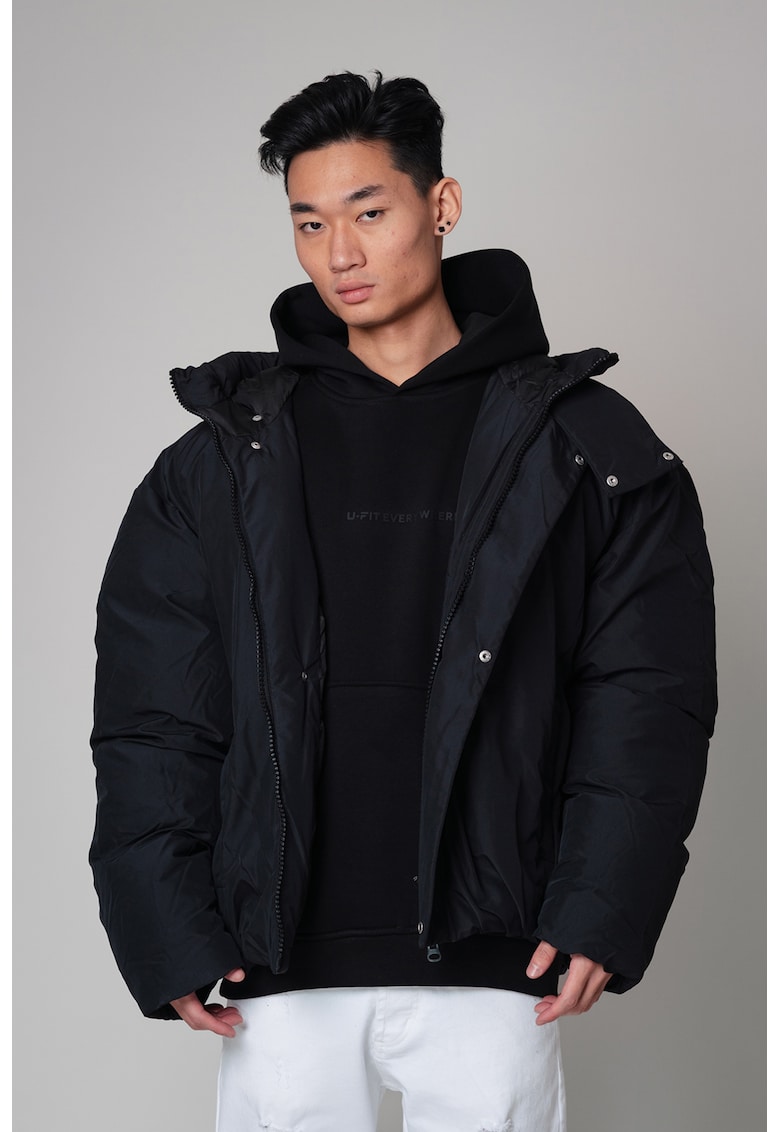 Зимно яке с качулка - Черен uFIT