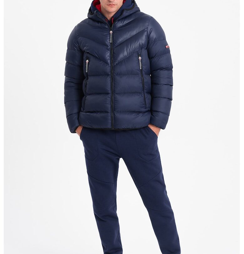 Зимно яке с качулка и вата - Тъмносин OMBRE