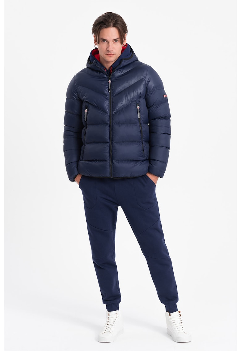 Зимно яке с качулка и вата - Тъмносин OMBRE