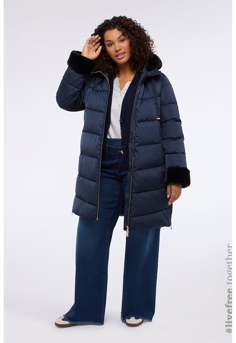 Зимно яке с качулка и вата - Ултрамарин синьо Fiorella Rubino