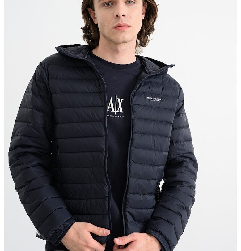 Зимно яке с качулка и джобове - Ултрамарин синьо ARMANI EXCHANGE
