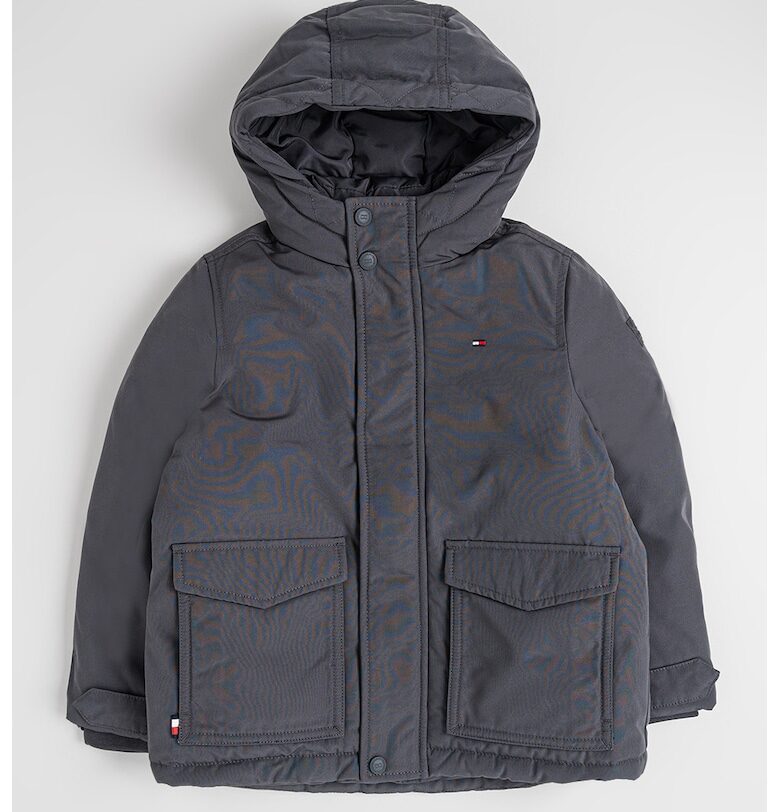 Зимно яке с качулка и джобове с капаче - Tъмносив Tommy Hilfiger