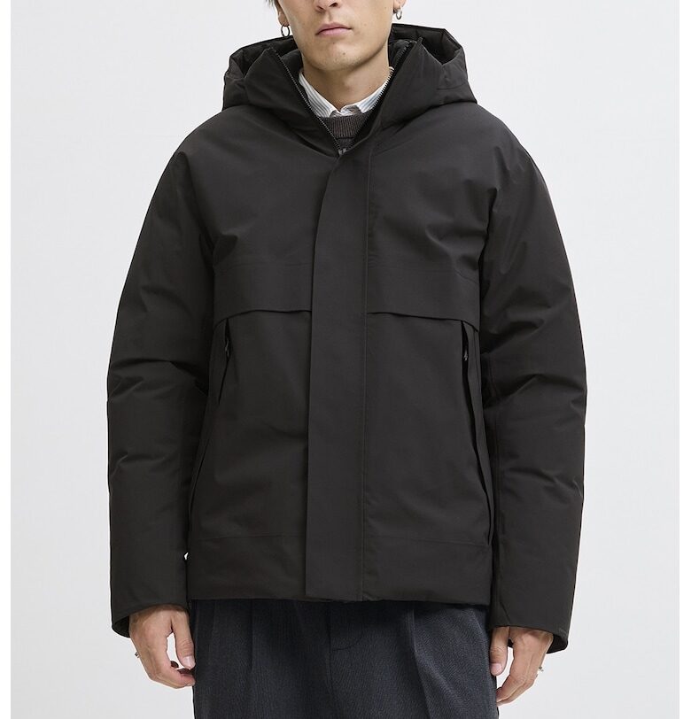 Зимно яке с качулка и джобове с цип - Черен Jack  Jones