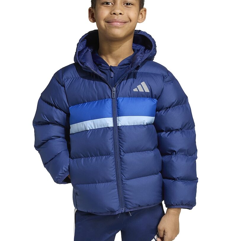 Зимно яке с качулка и капитониран ефект - Син adidas Sportswear