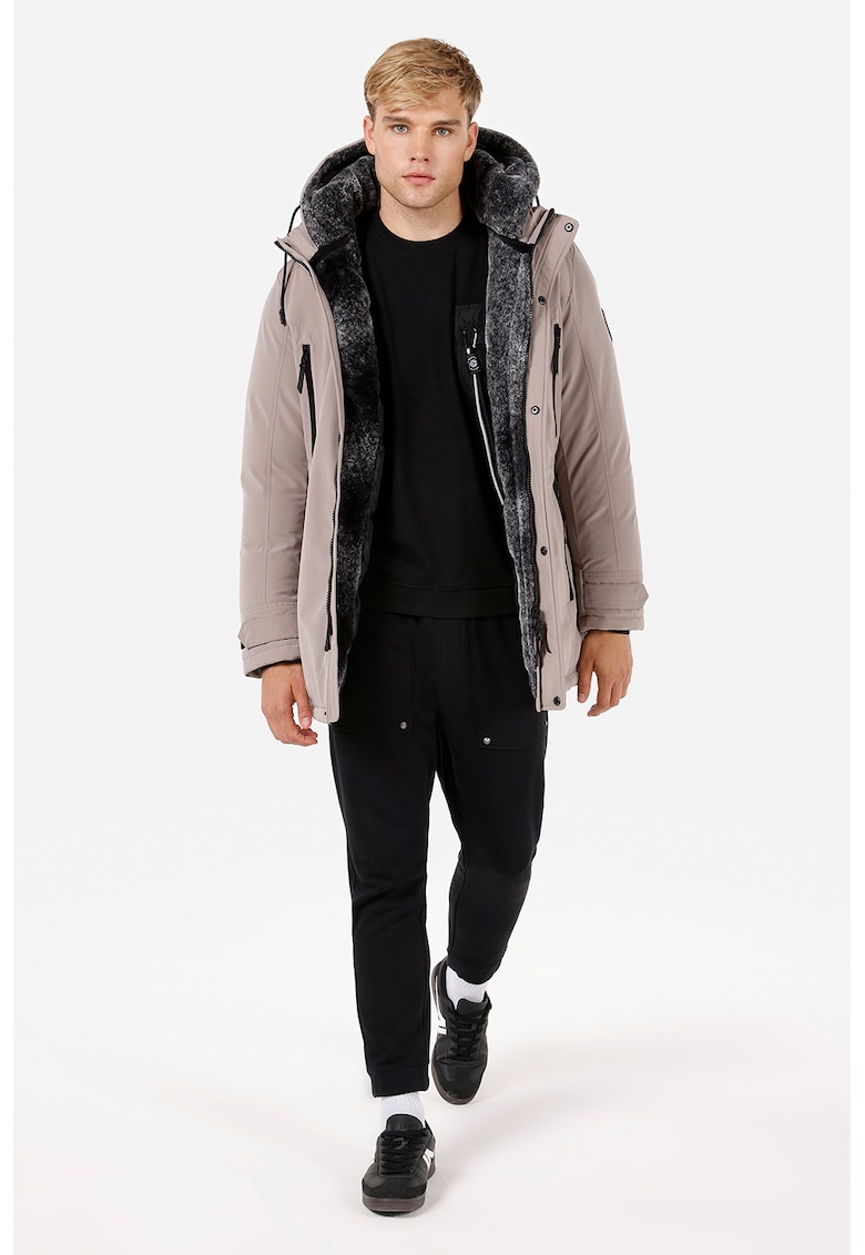 Зимно яке с качулка и плюшени детайли - Слонова кост COLINS