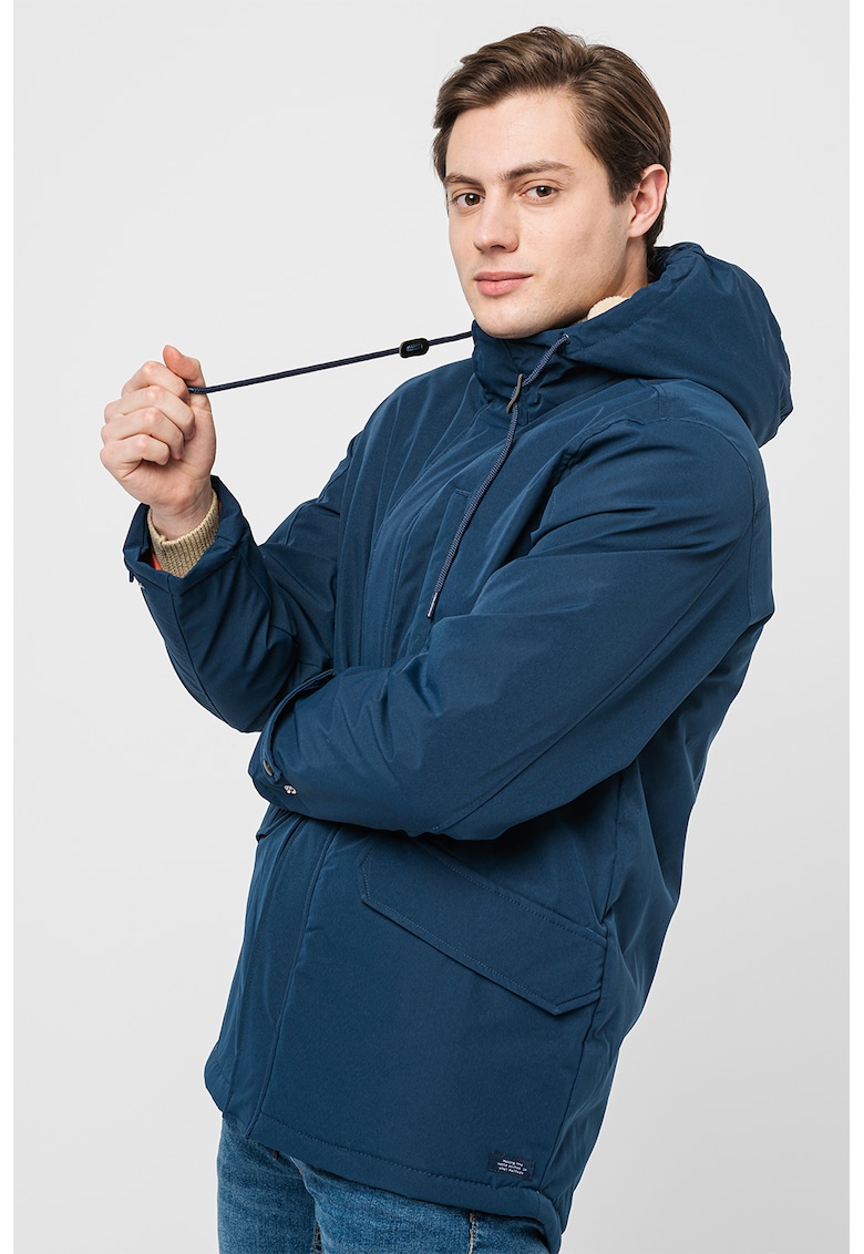 Зимно яке с качулка и предни джобове - Тъмносин BLEND