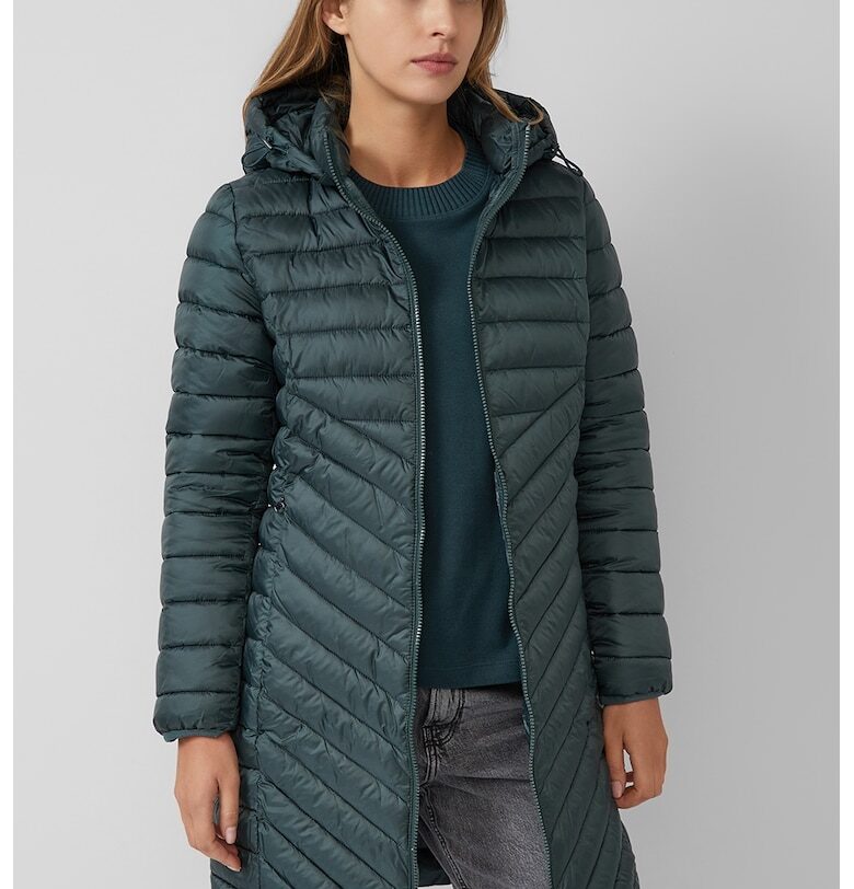 Зимно яке с качулка с цип - Тъмнозелен sOliver