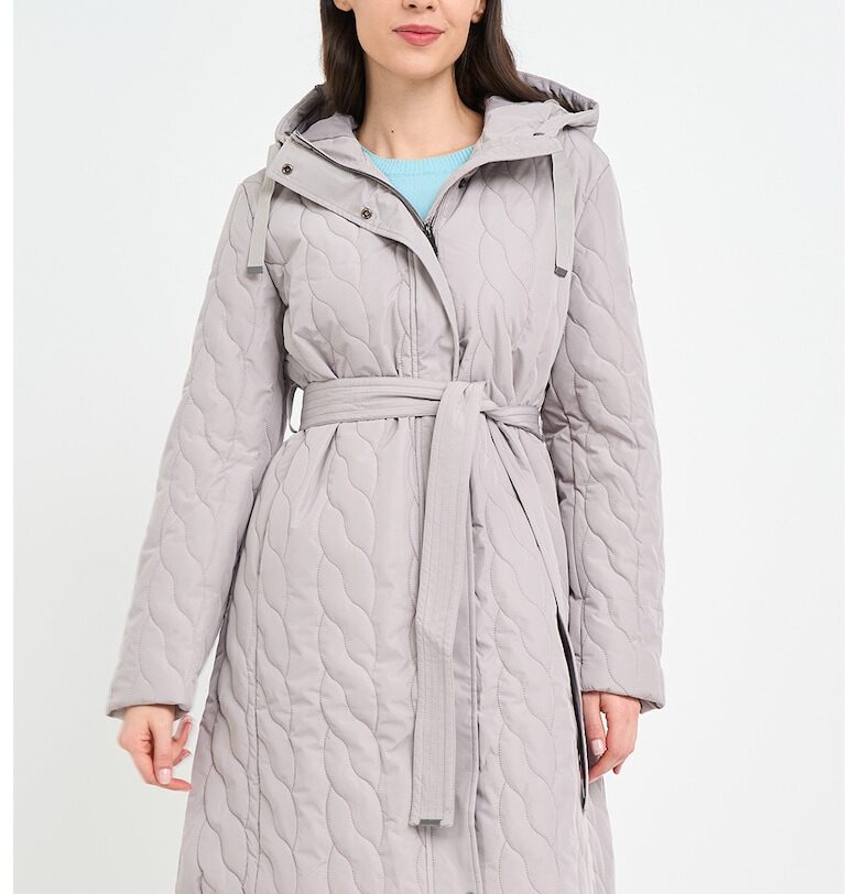 Зимно яке с колан - Светло сив Timeout