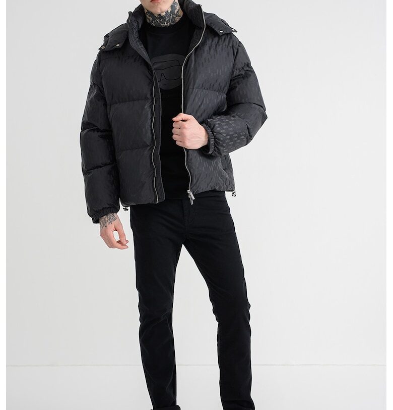 Зимно яке с отделяща се качулка - Антрацитно сиво Karl Lagerfeld