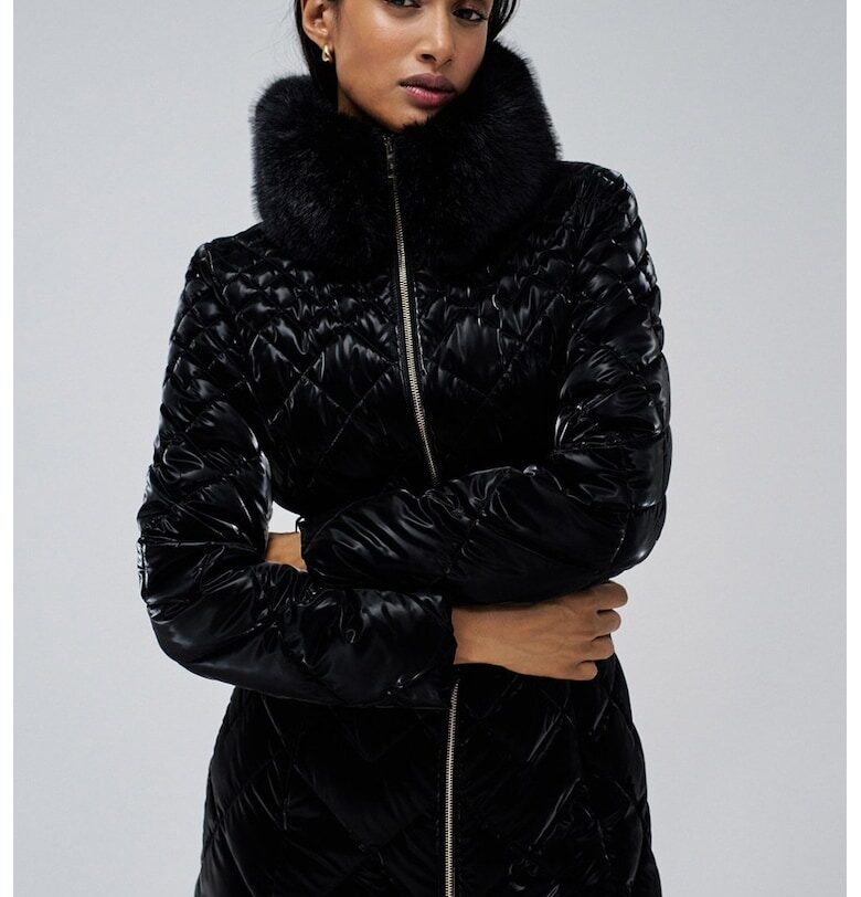 Зимно яке с отделяща се яка с еко пух - Черен Salsa Jeans