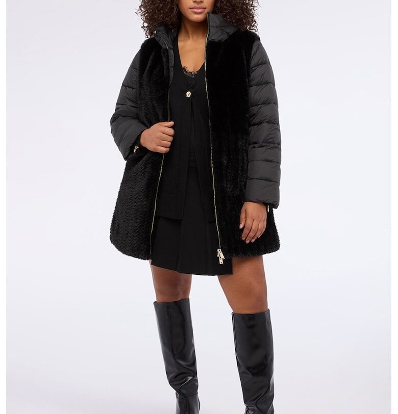 Зимно яке с плюшени елементи - Черен/Избеляло черно Fiorella Rubino