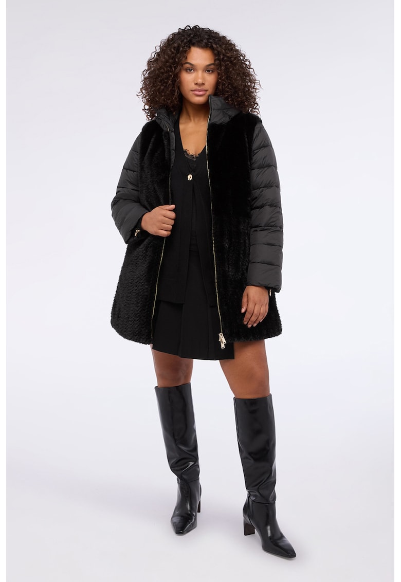 Зимно яке с плюшени елементи - Черен/Избеляло черно Fiorella Rubino
