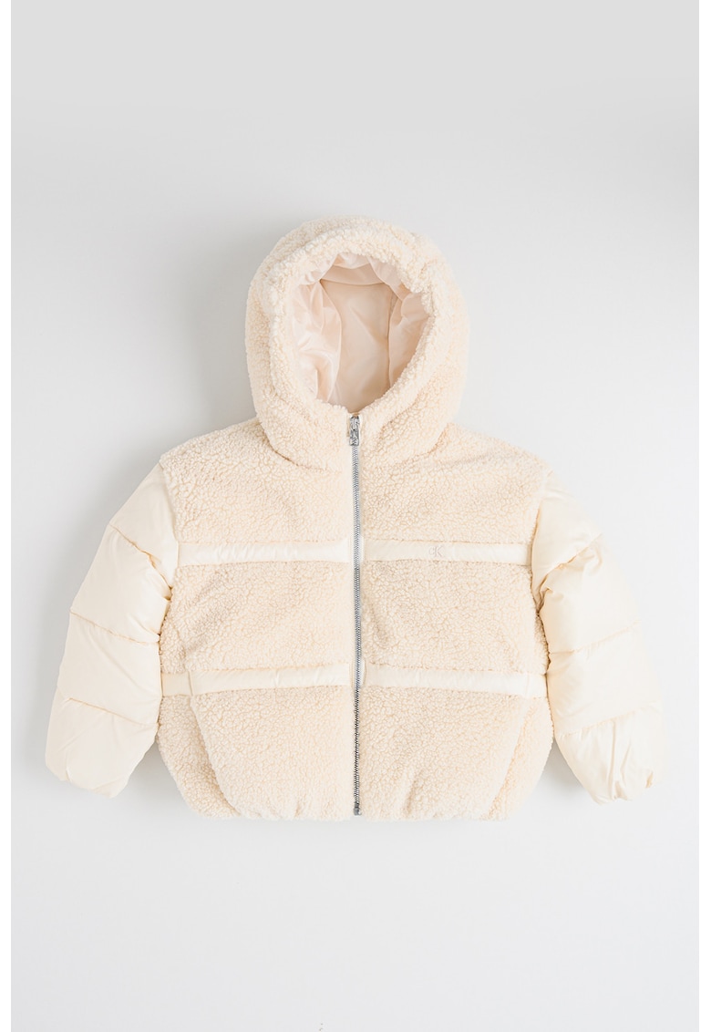 Зимно яке с плюшени панели - Слонова кост CALVIN KLEIN