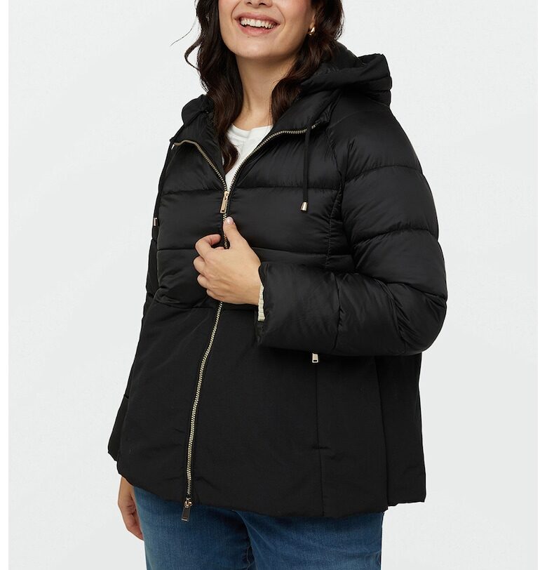 Зимно яке с ръкави реглан и качулка - Черен Fiorella Rubino