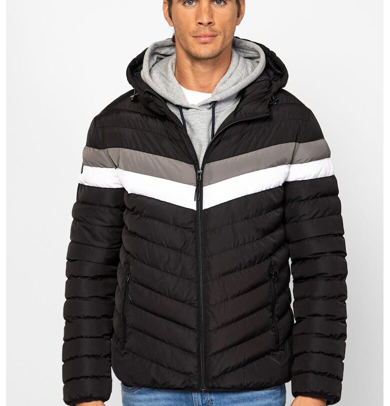 Зимно яке с цветен блок - Бял/Черен/Сив Heavy Tools