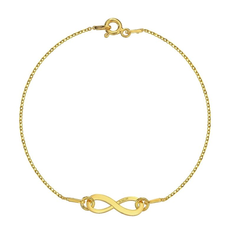 Златна гривна 585 - 14K с талисман Infinity - 18 CM e-Crystal