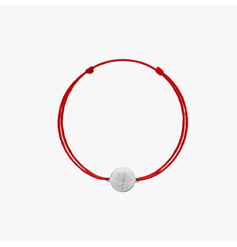 Златна гривна с шнур за деца Цвете на раждане - Майска лилия"" INDIRA