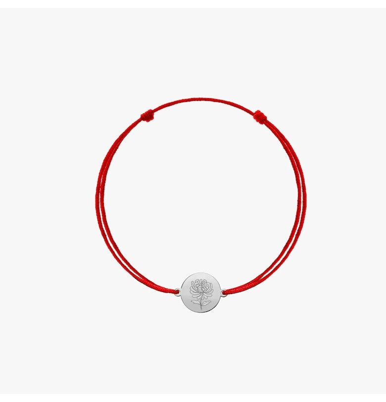 Златна гривна с шнур за деца Цвете на раждане - Ноември Хризантема"" INDIRA