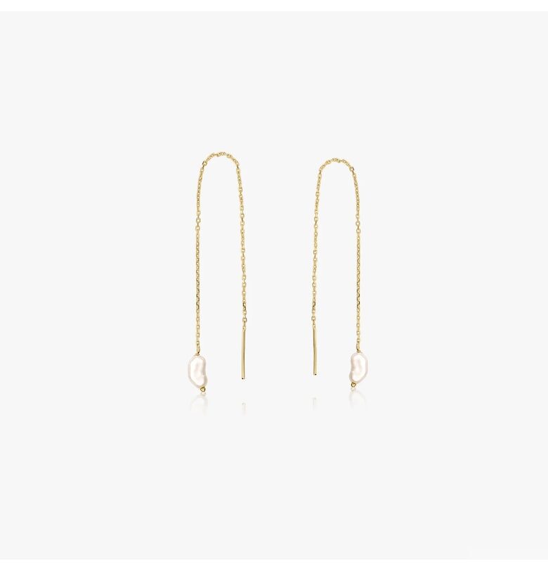 Златни обеци с перли - Естествени перли INDIRA