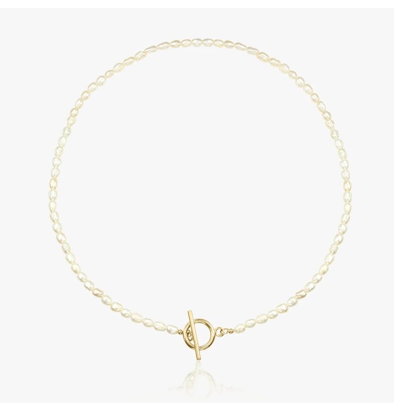 Златно колие Locked - Естествени перли INDIRA