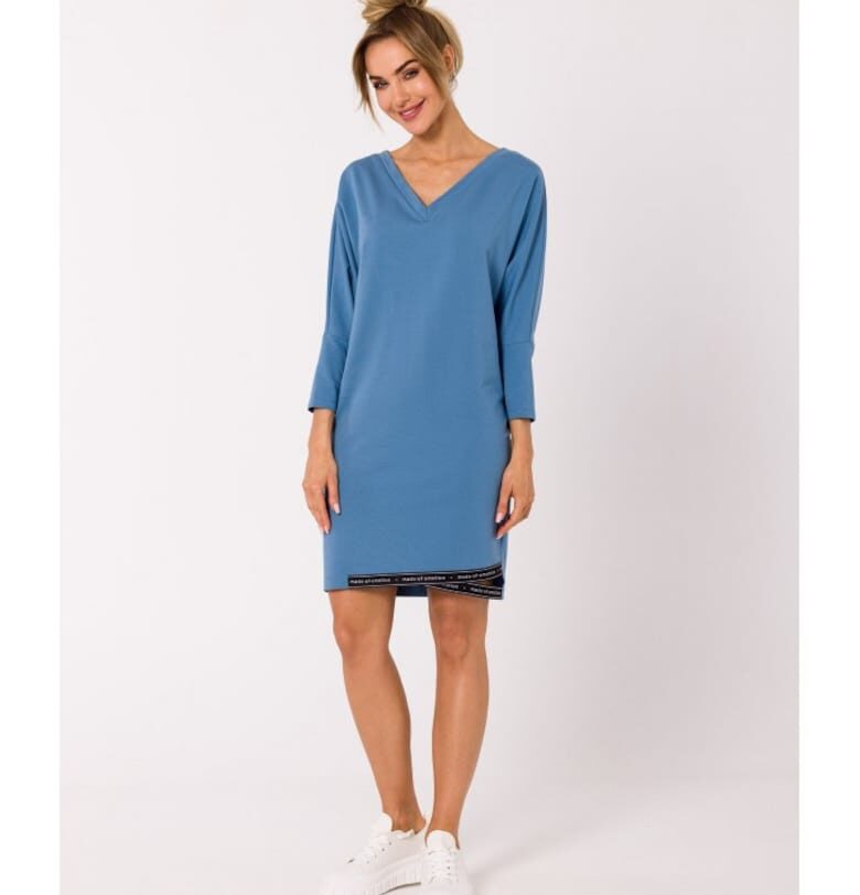 Изработена от Emotion Дамска мини рокля Grisante M732 синя - Светлосин MOE