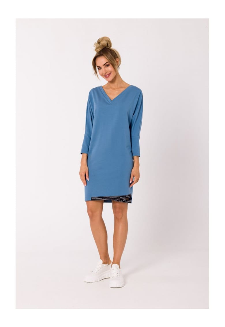 Изработена от Emotion Дамска мини рокля Grisante M732 синя - Светлосин MOE
