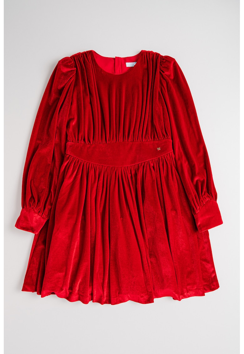 Кадифена разкроена рокля - Аленочервен Abel Lula