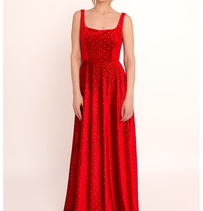 Кадифена рокля Aurora - Аленочервен Ilona Andreoiu