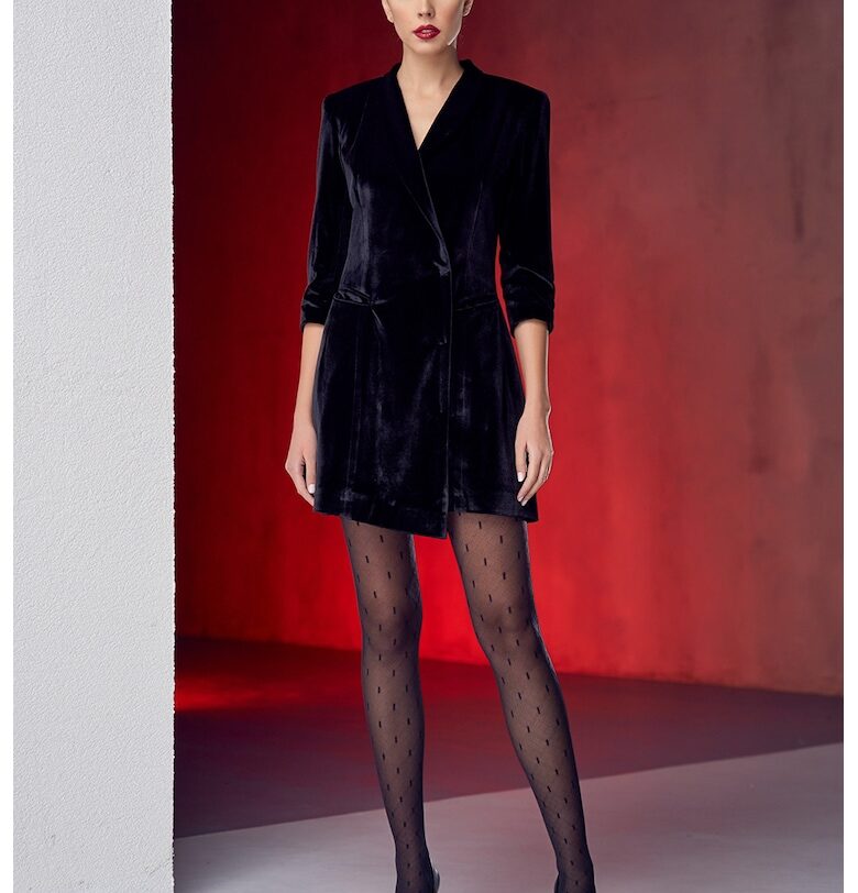 Кадифена рокля с шал-яка - Черен AVENUE No29