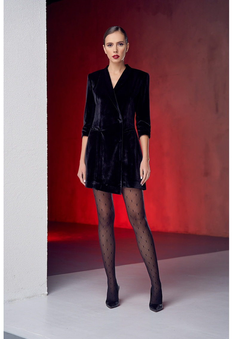 Кадифена рокля с шал-яка - Черен AVENUE No29